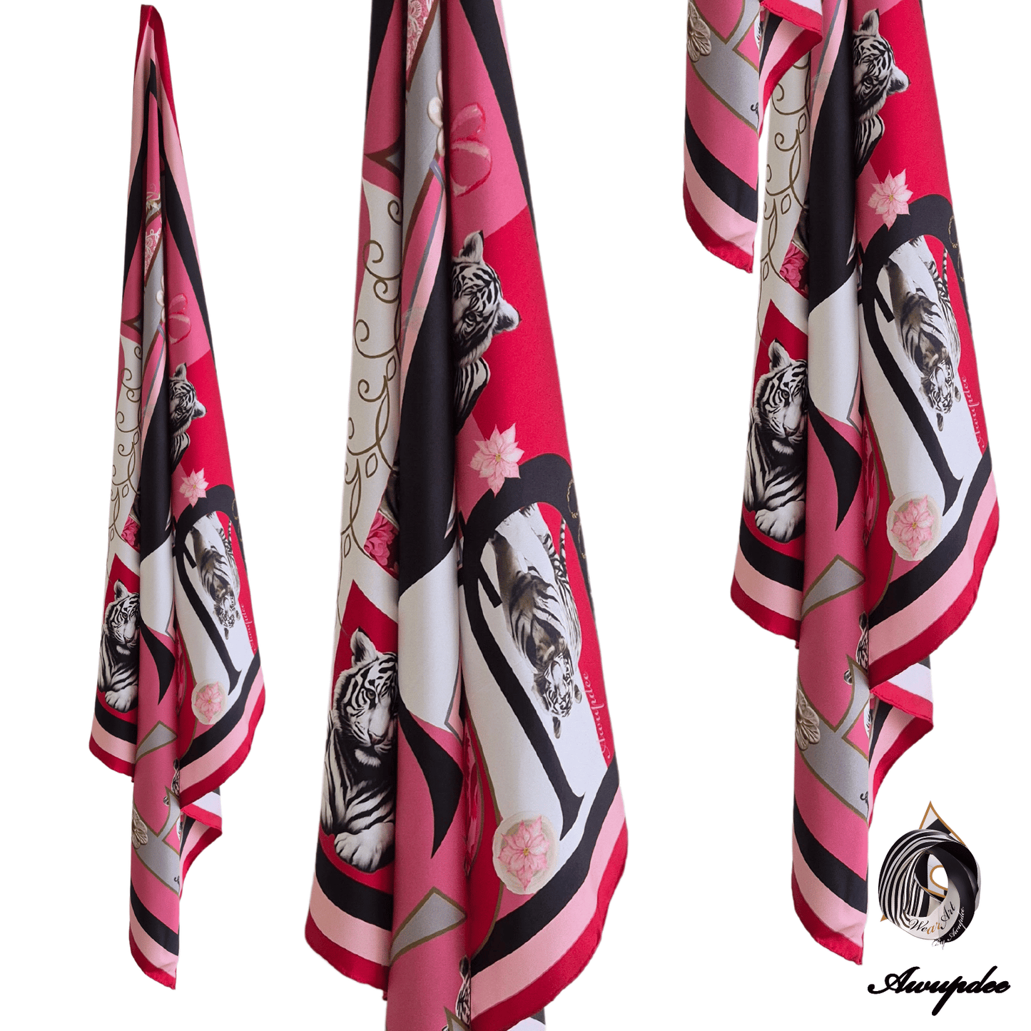 A7005 AWUPDEE WHOLESALE Pink Letter Art Silk Scarf
