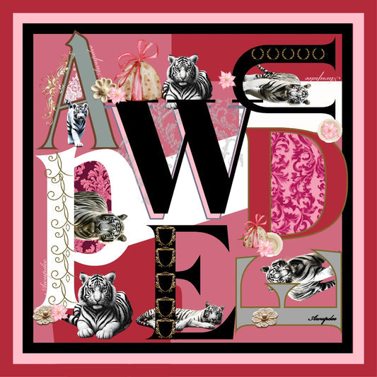 A7005 AWUPDEE WHOLESALE Pink Letter Art Silk Scarf