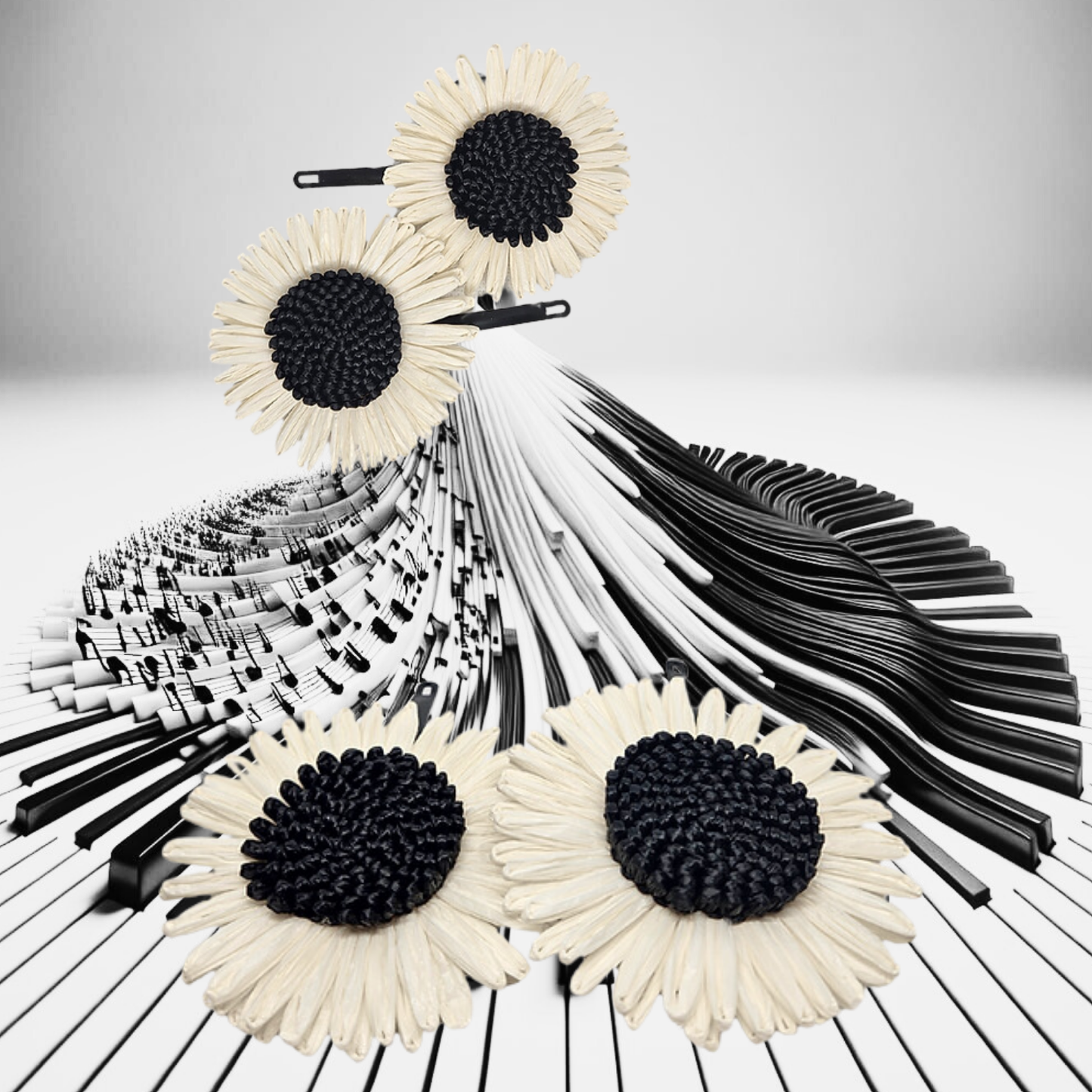 Platinum Hair Slides "Black and Cream" ( set of two)