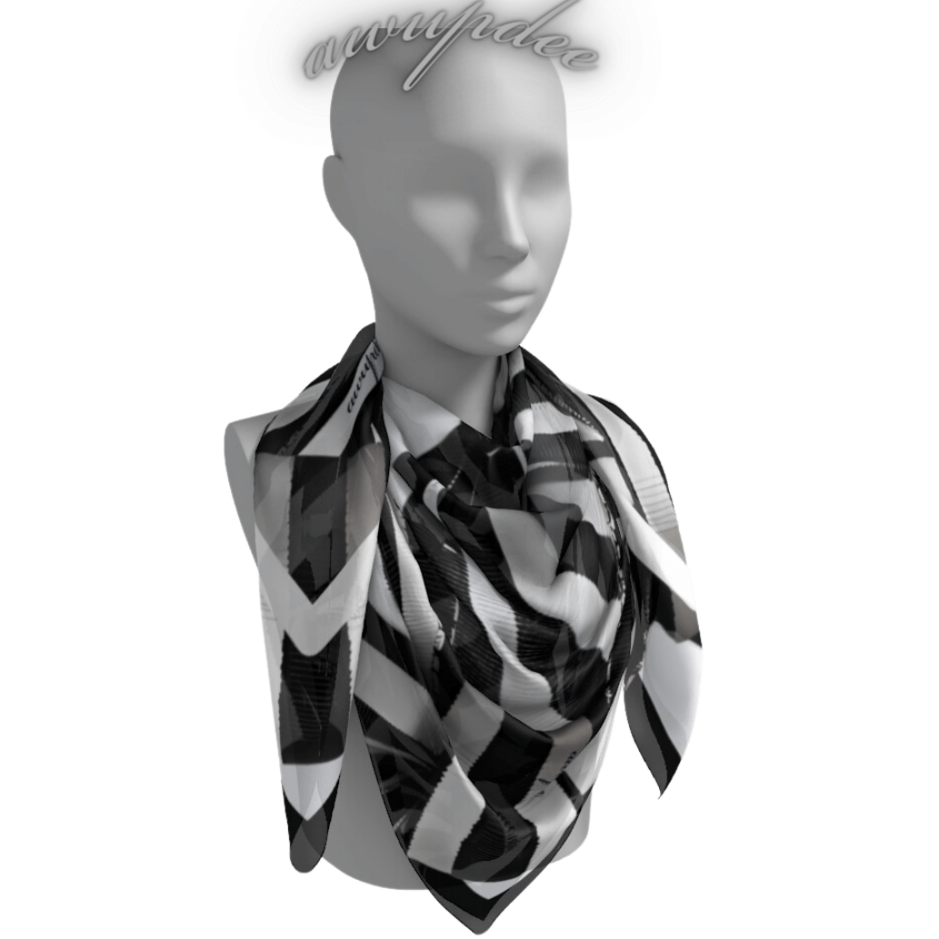 0612 Awupdee Silk Twill Scarf "Monochrome Elegance"