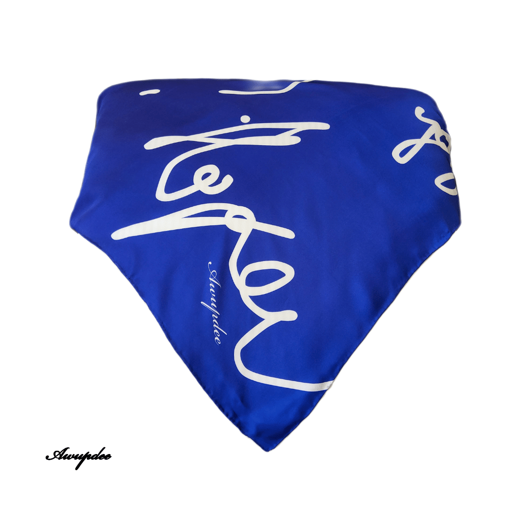 91 Pastiche Design "Ecriture Bleu" Silk Scarf