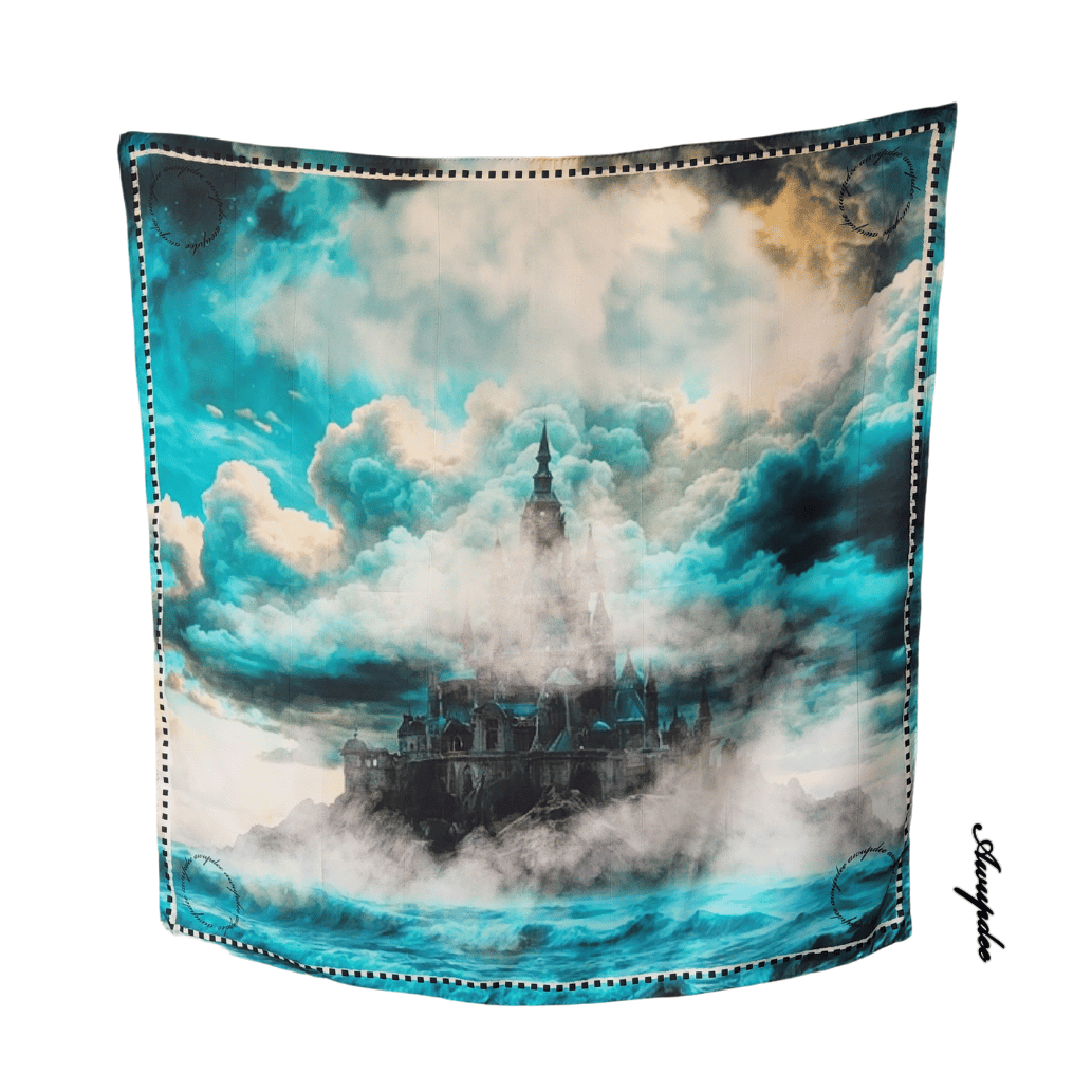 8989 "Mystic Seas"  Silk scarf 90cm x 90cm