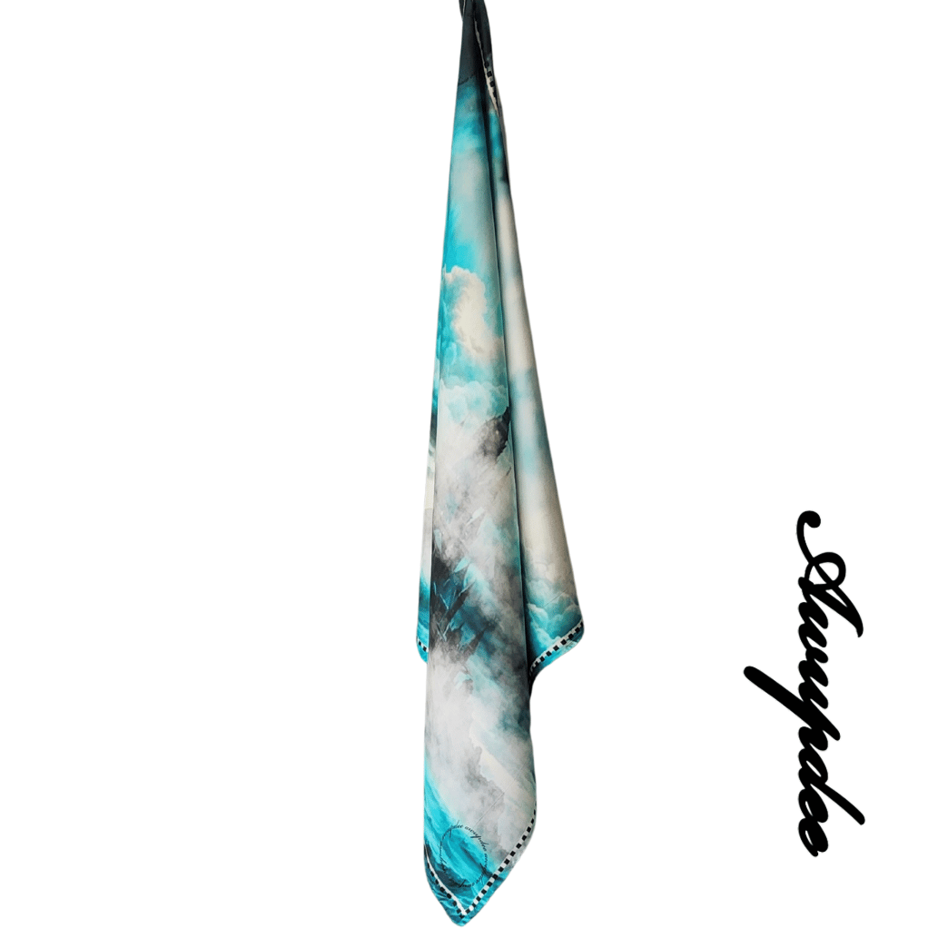 8989 "Mystic Seas"  Silk scarf 90cm x 90cm