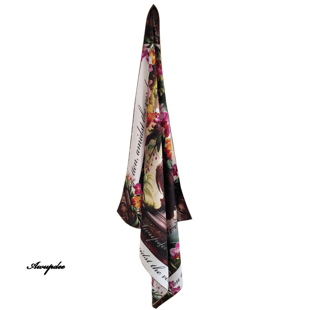 A3041 AWUPDEE WHOLESALE "Orchidées" Silk Scarf