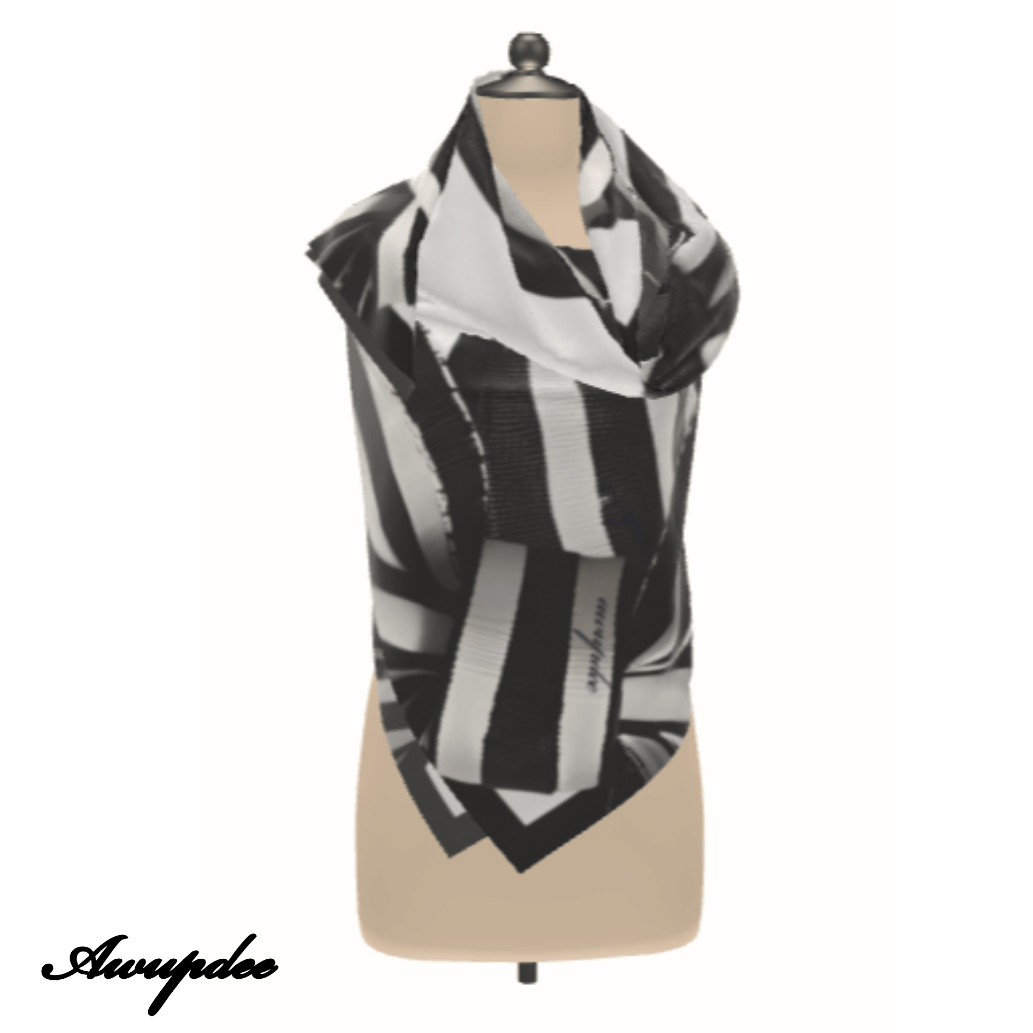 0612 Awupdee Silk Twill Scarf "Monochrome Elegance"