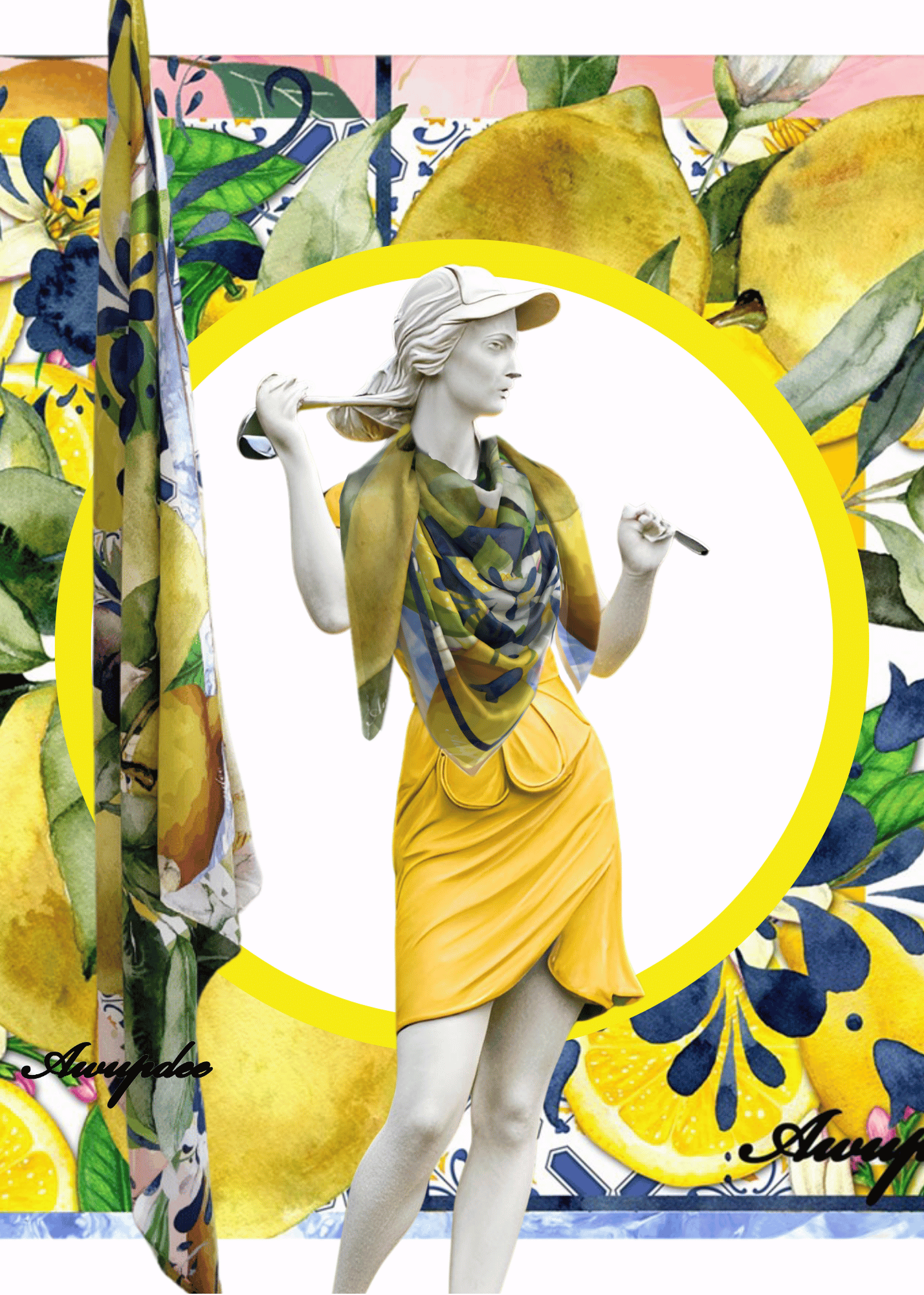 A11002  AWUPDEE WHOLESALE "Jaune" silk scarf