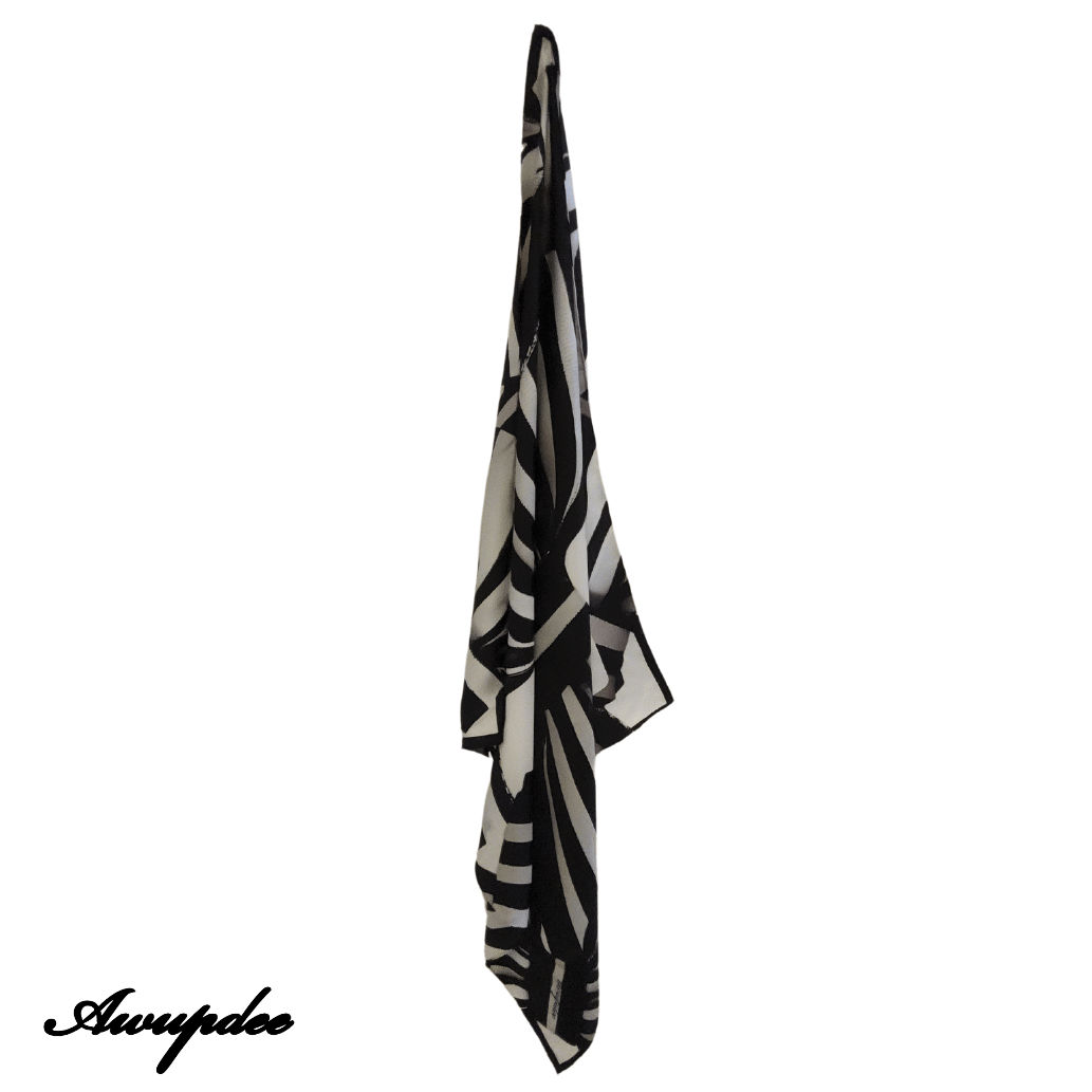 0612 Awupdee Silk Twill Scarf "Monochrome Elegance"