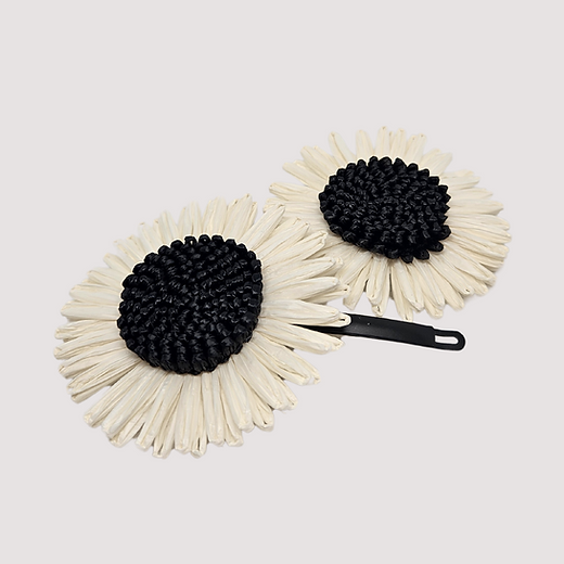 Platinum Hair Slides "Black and Cream" ( set of two)