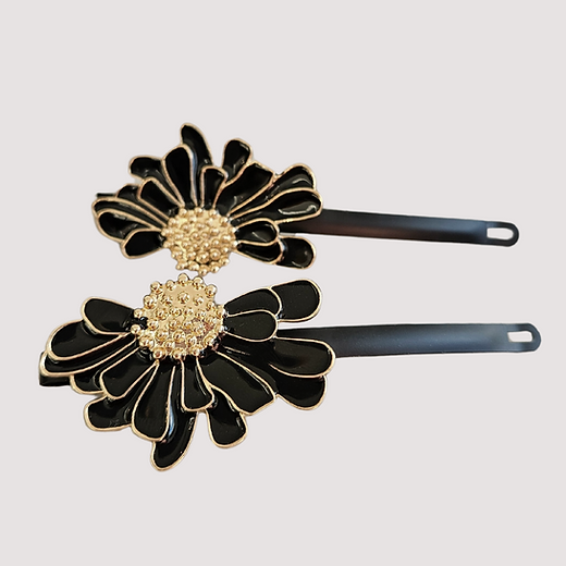 Platinum Hair Slides "black & gold"( set of two)