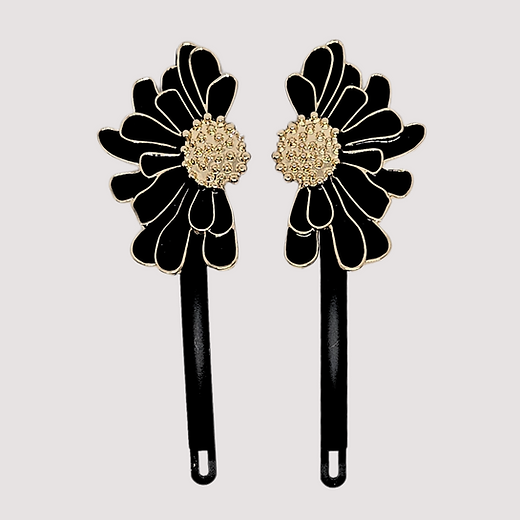 Platinum Hair Slides "black & gold"( set of two)