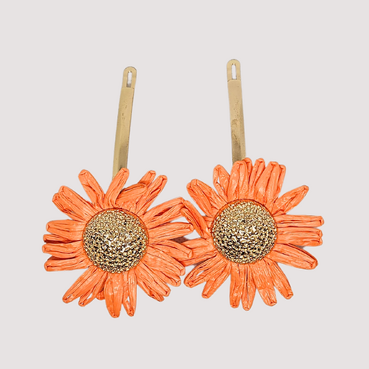 Platinum Hair Slides "orange"( set of two)