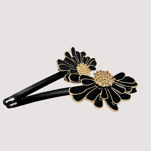 Platinum Hair Slides "black & gold"( set of two)