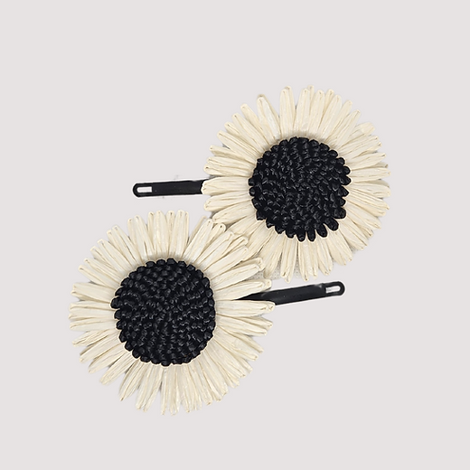 Platinum Hair Slides "Black and Cream" ( set of two)