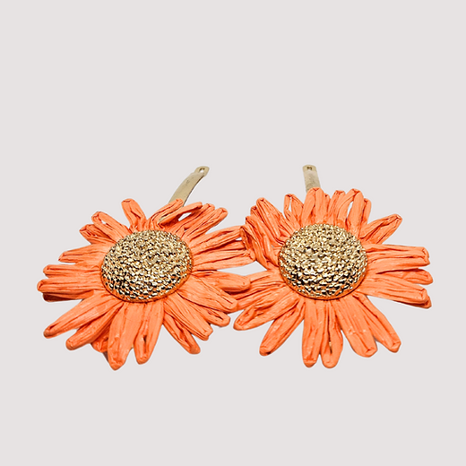 Platinum Hair Slides "orange"( set of two)