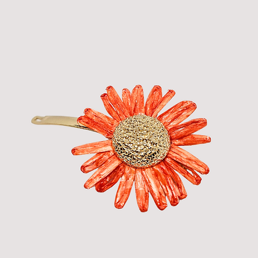 Platinum Hair Slides "Deep Orange" ( set of two)