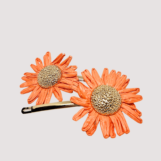 Platinum Hair Slides "orange"( set of two)