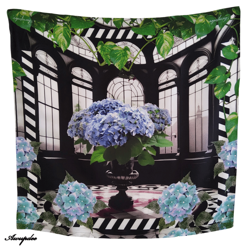 A5033 AWUPDEE WHOLESALE  "Hydrangea Bliss" silk scarf