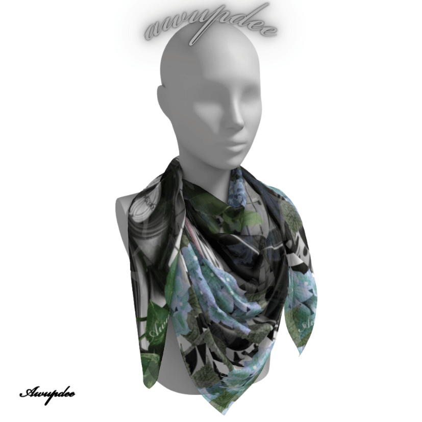 A5033 AWUPDEE WHOLESALE  "Hydrangea Bliss" silk scarf