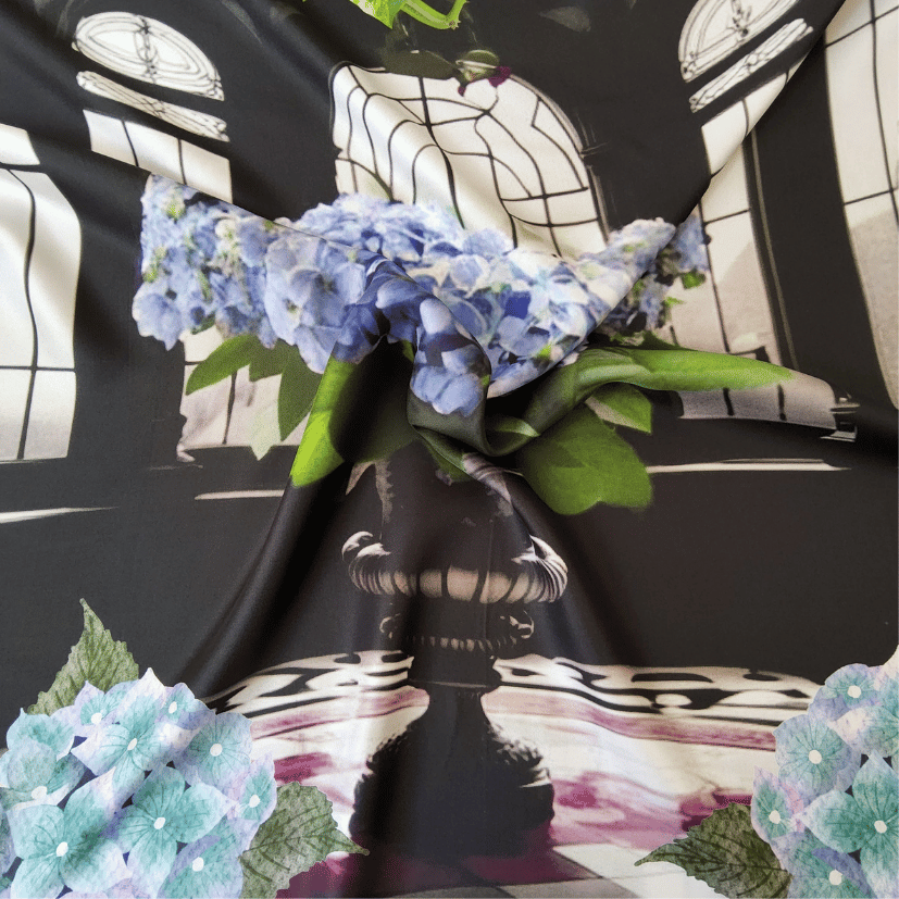 A5033 AWUPDEE WHOLESALE  "Hydrangea Bliss" silk scarf