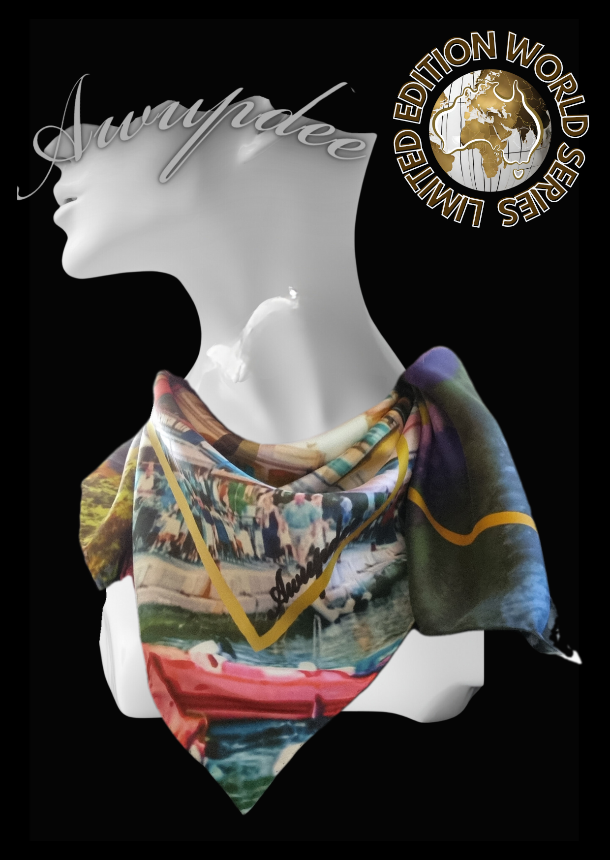 A3002 Awupdee Silk Twill Eclectic Scarf Collection "Première Escale"