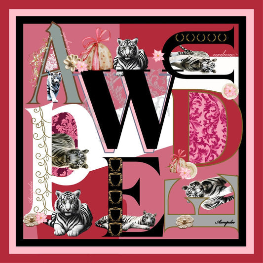 A7005  AWUPDEE WHOLESALE Pink Letter Art Silk Scarf