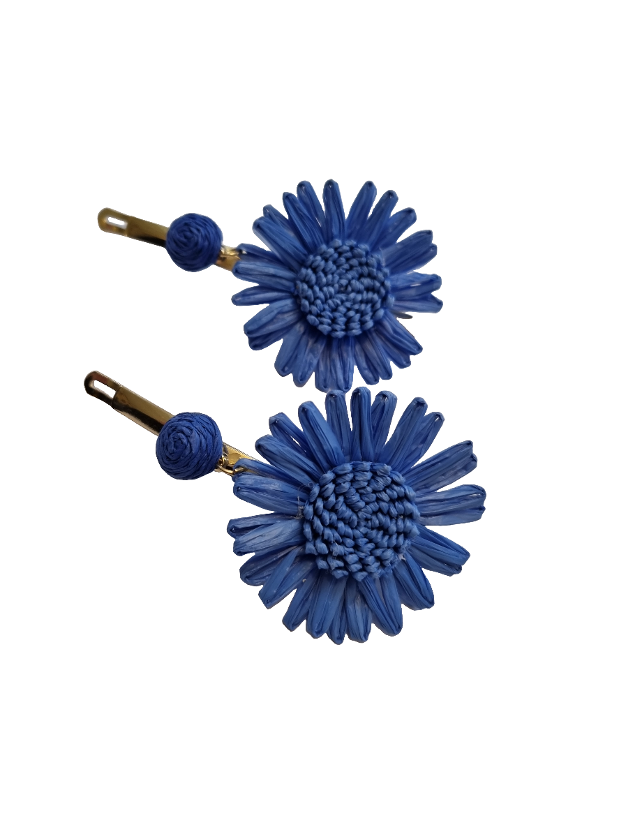 Platinum Hair Slides " blue" ( set of two)